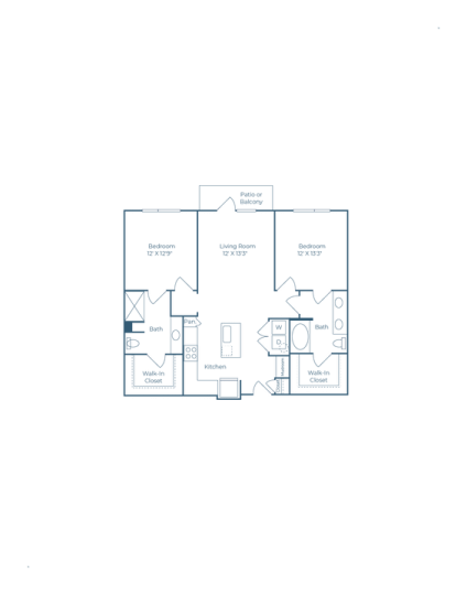 Ramble and Rose Floor Plan 2 Bedroom 2 Bath 2 Bed 2 Bath 1082 sqft