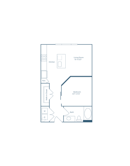 Ramble and Rose Floor Plan 1 Bedroom 1 Bath 1 Bed 1 Bath 600 sqft