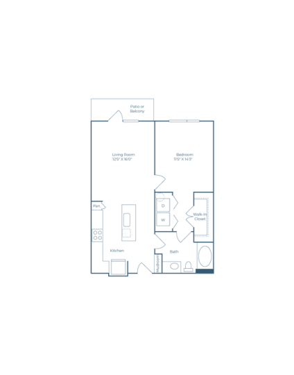 Ramble and Rose Floor Plan 1 Bedroom 1 Bath 1 Bed 1 Bath 722 sqft