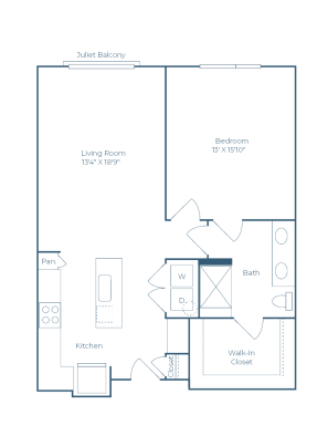 floor plan for a two bedroom apartment at The Ramble and Rose