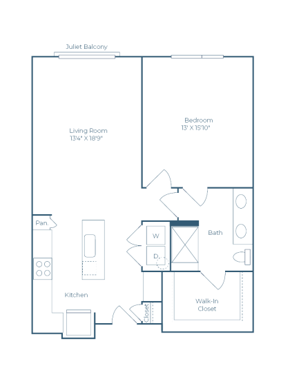 floor plan for a two bedroom apartment at The Ramble and Rose