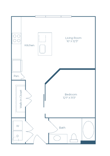 a floor plan for a one bedroom apartment at The Ramble and Rose