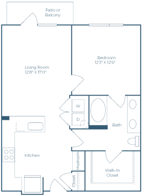 a floor plan for a two bedroom apartment at The Ramble and Rose